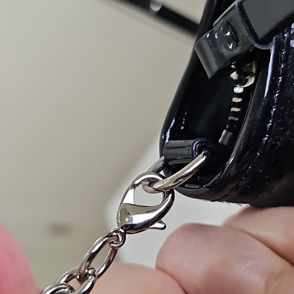 COACH Black Sequin Chain Strap MiniBag w/ Patent Leather Trim EUC - Picture 7 of 16